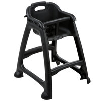 Lancaster Table & Seating Unassembled Standard Height Black Plastic Restaurant High Chair with Tray (No Wheels)