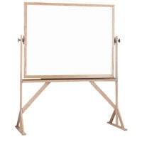 Aarco Reversible Free Standing White Melamine Markerboard with Solid Oak Wood Frame