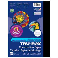 Pacon 103029 Tru-Ray 9 inch x 12 inch Black Pack of 76# Construction Paper - 50 Sheets