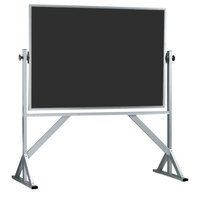Aarco ACB4260B 42 inch x 60 inch Reversible Free Standing Black Composition Chalkboard / Natural Cork Board with Satin Anodized Aluminum Frame