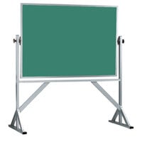 Aarco ARS4260G 42 inch x 60 inch Reversible Free Standing Green Porcelain Chalkboard with Satin Anodized Aluminum Frame
