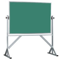 Aarco ARS4260G 42" x 60" Reversible Free Standing Green Porcelain Chalkboard with Satin Anodized Aluminum Frame