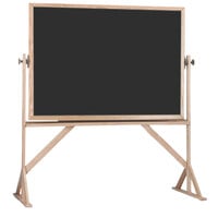 Aarco RC4260B 42 inch x 60 inch Reversible Free Standing Black Composition Chalkboard with Solid Oak Wood Frame