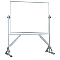 Aarco WARC4260 42 inch x 60 inch Reversible Free Standing White Melamine Markerboard with Satin Anodized Aluminum Frame