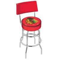 Holland Bar Stool L7C430ChiHwk-R Chicago Blackhawks Double Ring Swivel Stool with Padded Back and Seat