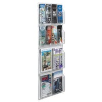 Aarco LRC114 21 inch x 45 inch Clear-Vu Combination Pamphlet and Magazine Display with 8 Pamphlet Pockets and 4 Magazine Pockets