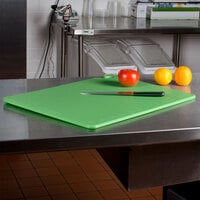 San Jamar 6007815 Cut-N-Carry® 24 inch x 18 inch x 1/2 inch Green Cutting Board with Hook