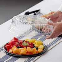 Visions 12 inch Clear PET Plastic Round Catering Tray High Dome Lid - 5/Pack