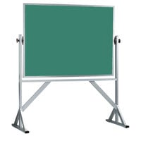 Aarco ACB3648G 36 inch x 48 inch Reversible Free Standing Green Composition Chalkboard / Natural Cork Board with Satin Anodized Aluminum Frame