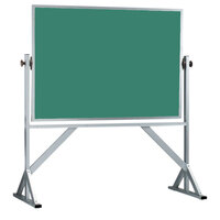 Aarco ACB4260G 42 inch x 60 inch Reversible Free Standing Green Composition Chalkboard / Natural Cork Board with Satin Anodized Aluminum Frame