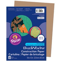 SunWorks 6903 9 inch x 12 inch Light Brown Pack of 58# Construction Paper - 50 Sheets