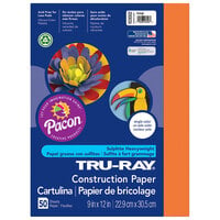 Pacon 103002 Tru-Ray 9 inch x 12 inch Orange Pack of 76# Construction Paper - 50 Sheets