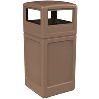 Commercial Zone 73296399 PolyTec 42 Gallon Square Nuthatch Brown Waste Container with Dome Lid