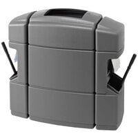Commercial Zone 758703 Islander Waste 'N Wipe 40 Gallon Dark Gray Rectangular Open Top Waste Container with 2 Paper Towel Dispensers, 2 Squeegees, and 2 Windshield Wash Stations