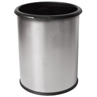 Commercial Zone 785129 Precision InnRoom 12.8 Qt. / 3.2 Gallon Classic Stainless Steel Round Trash Receptacle / Wastebasket with Black Liner