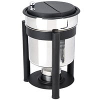 Eastern Tabletop 3107PLMB Pillar'd 7 Qt. Stainless Steel Soup Marmite with Black Accents and Fuel Holder
