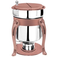 Eastern Tabletop 3107QACP Queen Anne 7 Qt. Stainless Steel Soup Marmite with Copper Accents and Fuel Holder