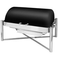 Eastern Tabletop 3124MB Pillar'd 8 Qt. Rectangular Black Coated Stainless Steel Roll Top Chafer