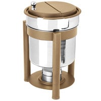 Eastern Tabletop 3107PLRZ Pillar'd 7 Qt. Stainless Steel Soup Marmite with Bronze Accents and Fuel Holder