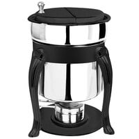 Eastern Tabletop 3107QAMB Queen Anne 7 Qt. Stainless Steel Soup Marmite with Black Accents and Fuel Holder