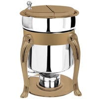 Eastern Tabletop 3107QARZ Queen Anne 7 Qt. Stainless Steel Soup Marmite with Bronze Accents and Fuel Holder