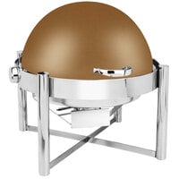 Eastern Tabletop 3128RZ Pillar'd 8 Qt. Round Bronze Coated Stainless Steel Roll Top Chafer