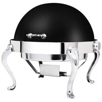 Eastern Tabletop 3118QAMB Queen Anne 8 Qt. Round Black Coated Stainless Steel Roll Top Chafer