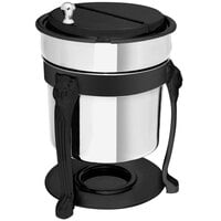 Eastern Tabletop 3101LHMB Lion Head 2 Qt. Stainless Steel Soup Marmite with Black Accents and Fuel Holder