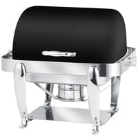 Eastern Tabletop 3117MB Park Avenue 4 Qt. Rectangular Black Coated Stainless Steel Roll Top Chafer