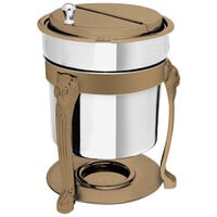 Eastern Tabletop 3101LHRZ Lion Head 2 Qt. Stainless Steel Soup Marmite with Bronze Accents and Fuel Holder