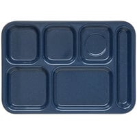 Carlisle 4398835 10 inch x 14 inch Cafe Blue Heavy Weight Melamine Right Hand 6 Compartment Tray