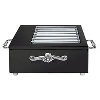 Eastern Tabletop 3265GMB 18 inch x 11 inch x 6 1/4 inch Black Coated Stainless Steel Butane Stove Cover Up with Grates