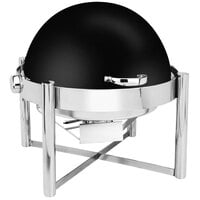 Eastern Tabletop 3128MB Pillar'd 8 Qt. Round Black Coated Stainless Steel Roll Top Chafer