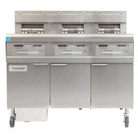 Frymaster FPGL330-4RCA Natural Gas Floor Fryer with Full Left Frypot / Two Right Split Pots and Automatic Top Off - 225,000 BTU