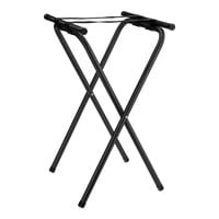 Lancaster Table & Seating 19" x 16 1/2" x 31" Folding Black Metal Double Bar Tray Stand