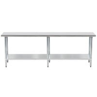 Advance Tabco GLG-248 24" x 96" 14 Gauge Stainless Steel Work Table with Galvanized Undershelf