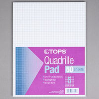 TOPS 33051 8 1/2 inch x 11 inch Quadrille Ruled White Gum-Top Writing Pad - 12/Pack