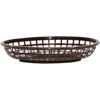 Tablecraft 1074BR 9 1/4 inch x 6 inch x 1 3/4 inch Brown Classic Oval Plastic Basket - 12/Pack