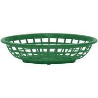 Tablecraft 1071FG 8 inch x 5 3/8 inch x 2 inch Forest Green Oval Side Order Plastic Basket - 12/Pack