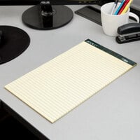 TOPS 63580 Docket 8 1/2 inch x 14 inch Wide Ruled Canary Perforated Writing Tablet - 12/Pack