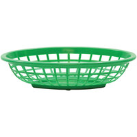 Tablecraft 1071G 8" x 5 3/8" x 2" Green Oval Side Order Plastic Basket - 12/Pack