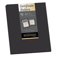 Southworth PF18 12" x 9 1/2" Black Pack of 105# Linen Stock Certificate Holder - 10 Sheets