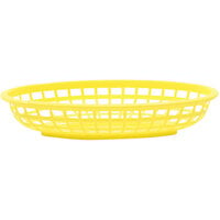 Tablecraft 1074Y 9 1/4 inch x 6 inch x 1 3/4 inch Yellow Classic Oval Plastic Basket - 12/Pack