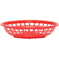 Tablecraft 1071R 8" x 5 3/8" x 2" Red Oval Side Order Plastic Basket - 12/Pack