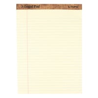 TOPS 7532 8 1/2 inch x 11 3/4 inch Wide Ruled Canary Perforated Legal Pad - 12/Pack