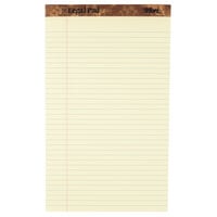 TOPS 7572 8 1/2 inch x 14 inch Wide Ruled Canary Perforated Legal Pad - 12/Pack