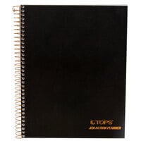 TOPS 63828 JEN Action 6 3/4 inch x 8 1/2 inch Wirebound Planner with Black Gloss Cover