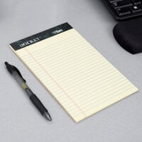 TOPS 63350 Docket 5 inch x 8 inch Narrow Ruled Canary Perforated Writing Tablet - 12/Pack