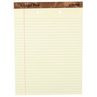 TOPS 7531 8 1/2 inch x 11 3/4 inch Wide Ruled Canary 2-Hole Punched Legal Pad   - 12/Pack