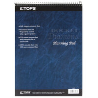 TOPS 63978 Docket Diamond 8 1/2 inch x 11 3/4 inch Wide Ruled White Wirebound Planner Pad with Black Suede Cover - 12/Pack